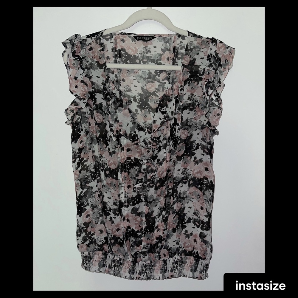 Ruffle Pink/Black/White Express Top